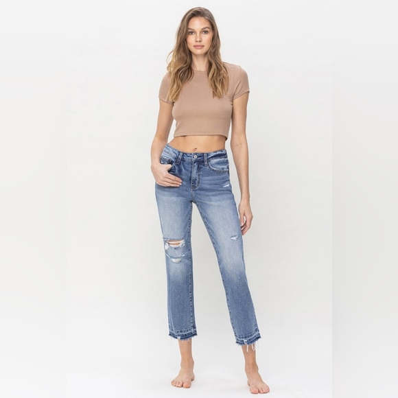 Vervet Lovervet Lena High Rise Straight Crop Released Hem Jeans Plus 14, 18, 20 - Picture 5 of 11